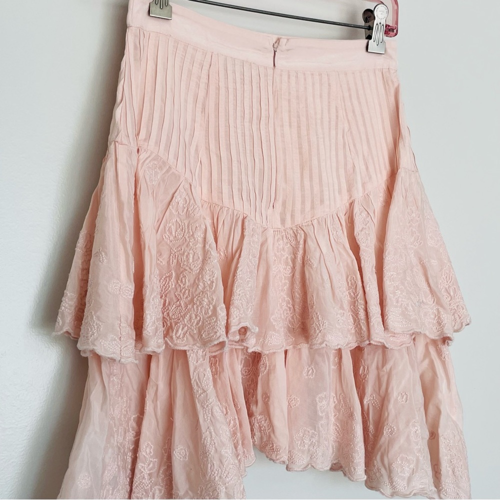 NWT‎ Ted Baker Alegria Tiered Lace Handkerchief Hem Skirt Light Pink Size 0 - Picture 9 of 10